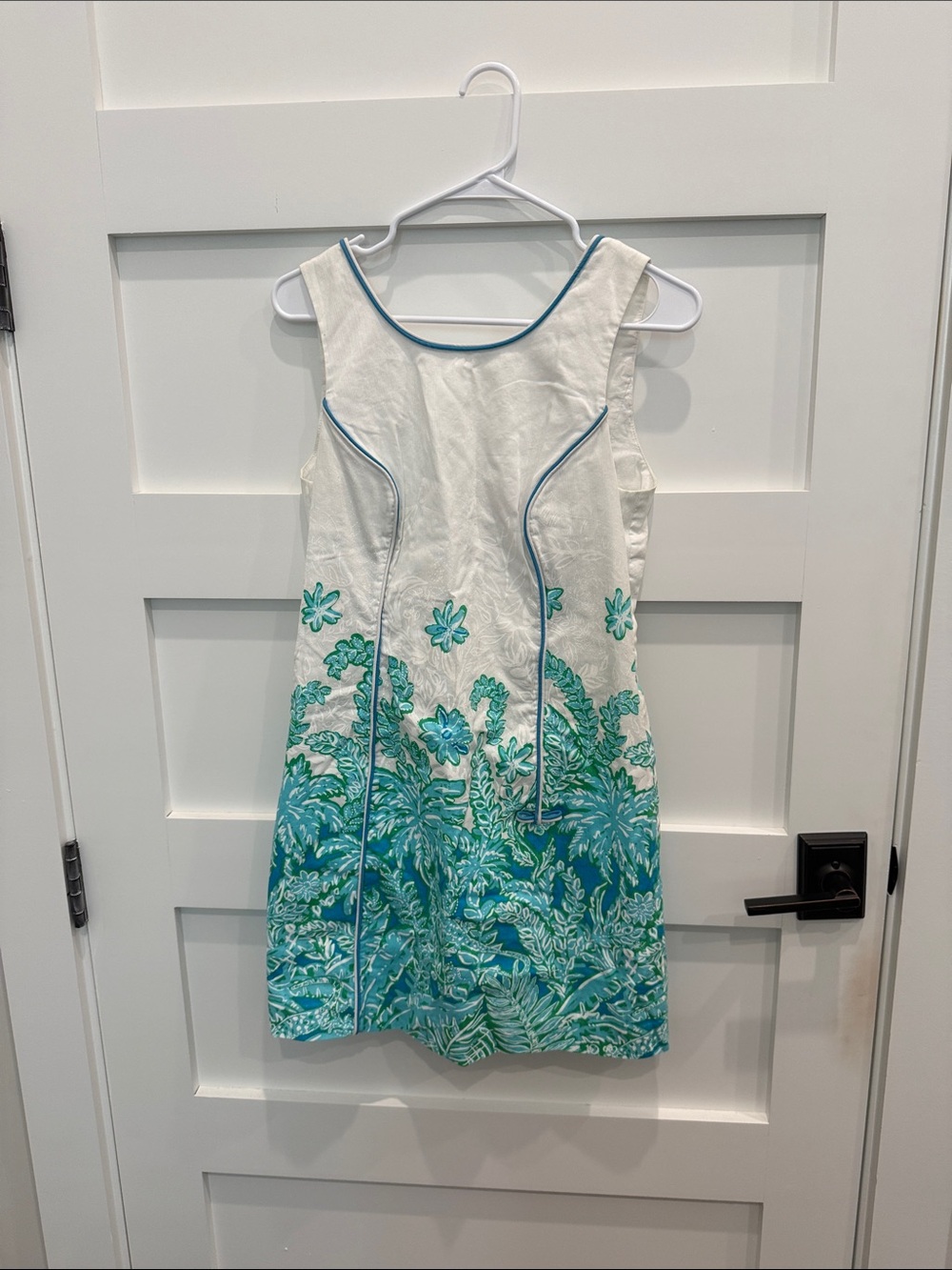 Lilly Pulitzer White and Teal Floral Sleeveless Dress